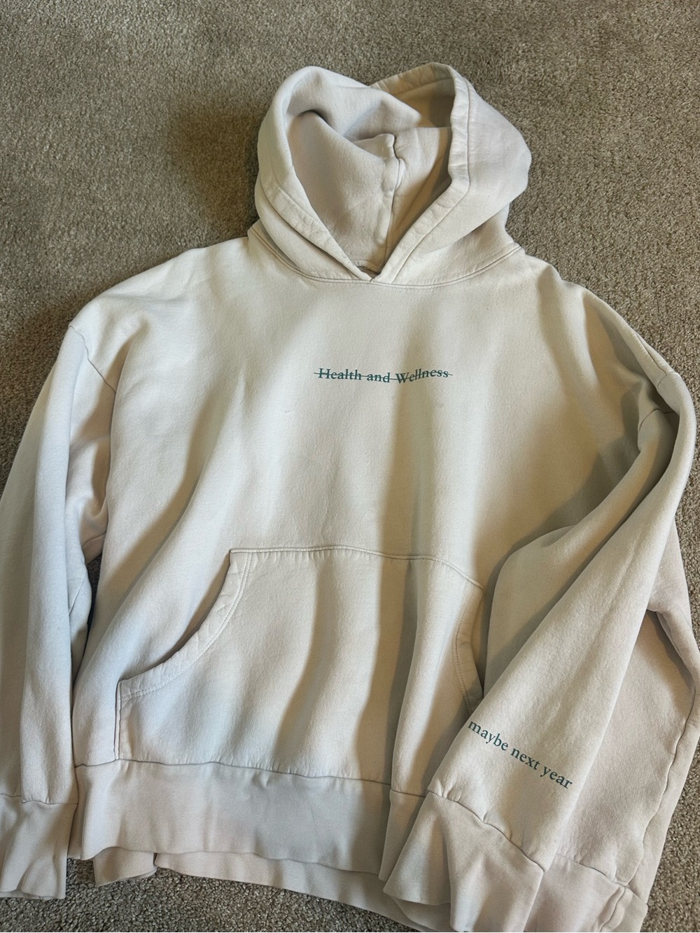 Callherdaddy Health and Wellness Cream Hoodie Sweatshirt Large